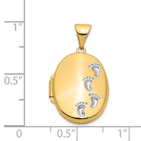 14K Footprints Locket New Yellow Gold - Picture 2 of 5